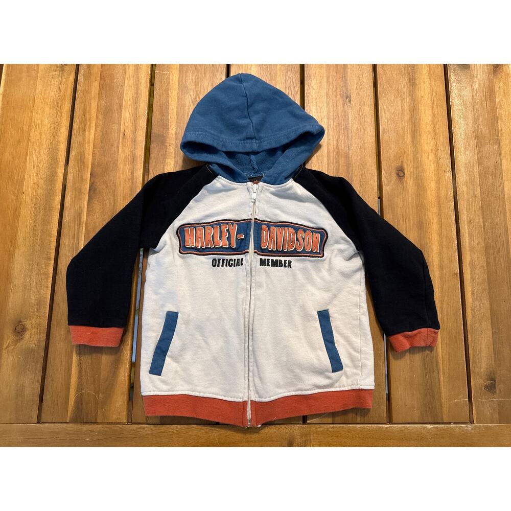 Harley Davidson Motorcycle Junior Bike Club Sherpa Full Zip Hooded Jacket Sz 2T